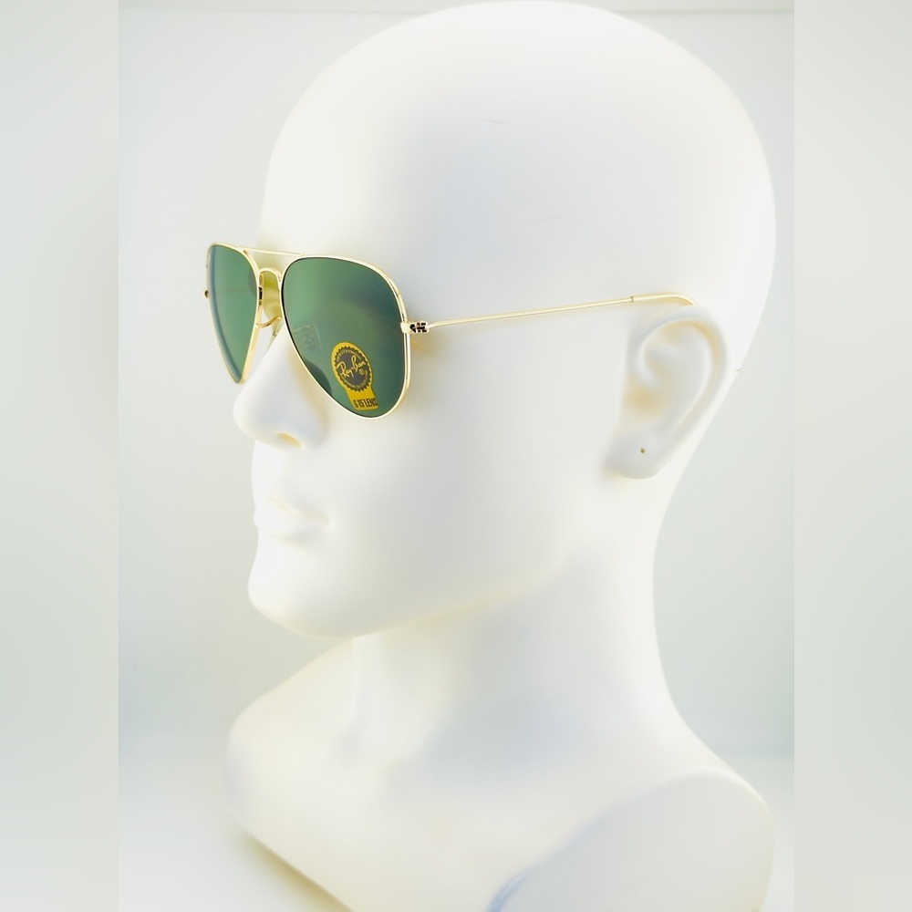 Ray-Ban Aviator Classic Sunglasses RB3025 Polished Gold Frame G-15 Green Lenses - Picture 5 of 14